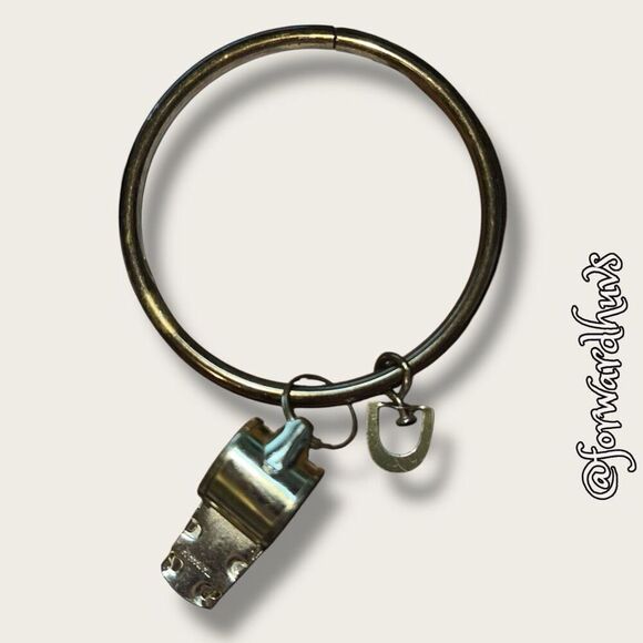 Vintage Brass Jailer Keychain with Whistle Accessory - Picture 4 of 6